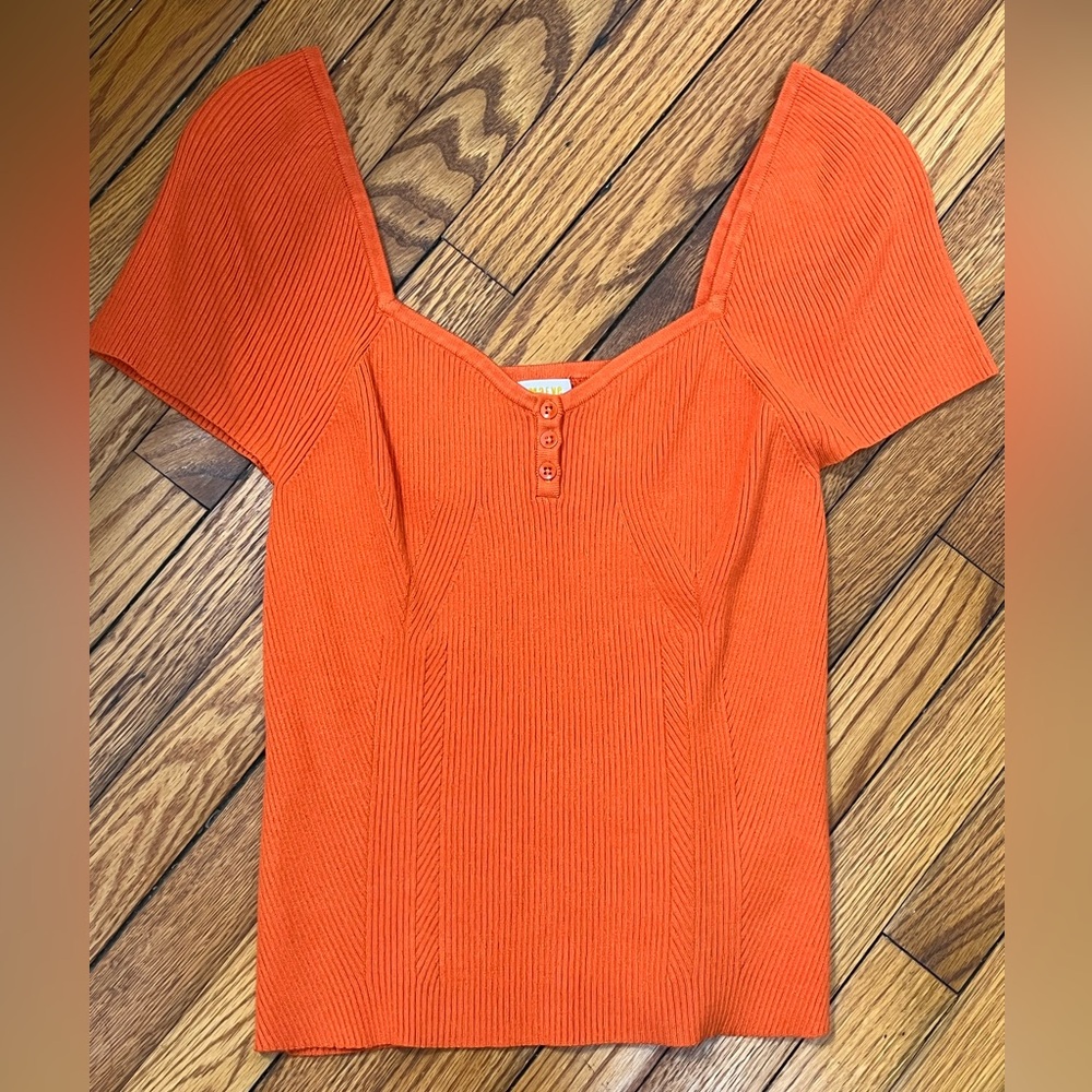 Anthropologie Vibrant Orange Short Sleeve Top